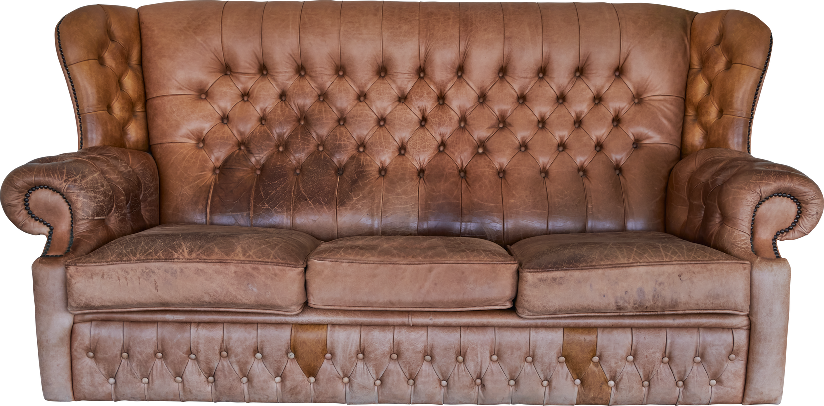 Old Brown Leather Sofa Couch Luxury Furniture